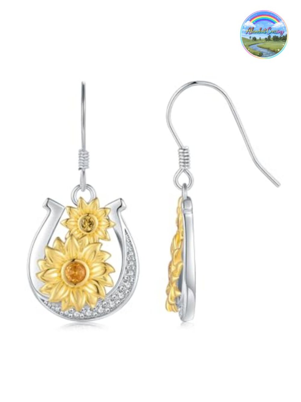 925 Sterling Silver Sunflower Earrings for Women, Hoop Huggie & Heart Dangle